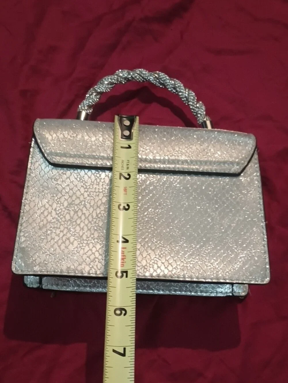 ALDO Silver Textured Top-Handle Satchel Like New Stylish Sparkles Unique Fun